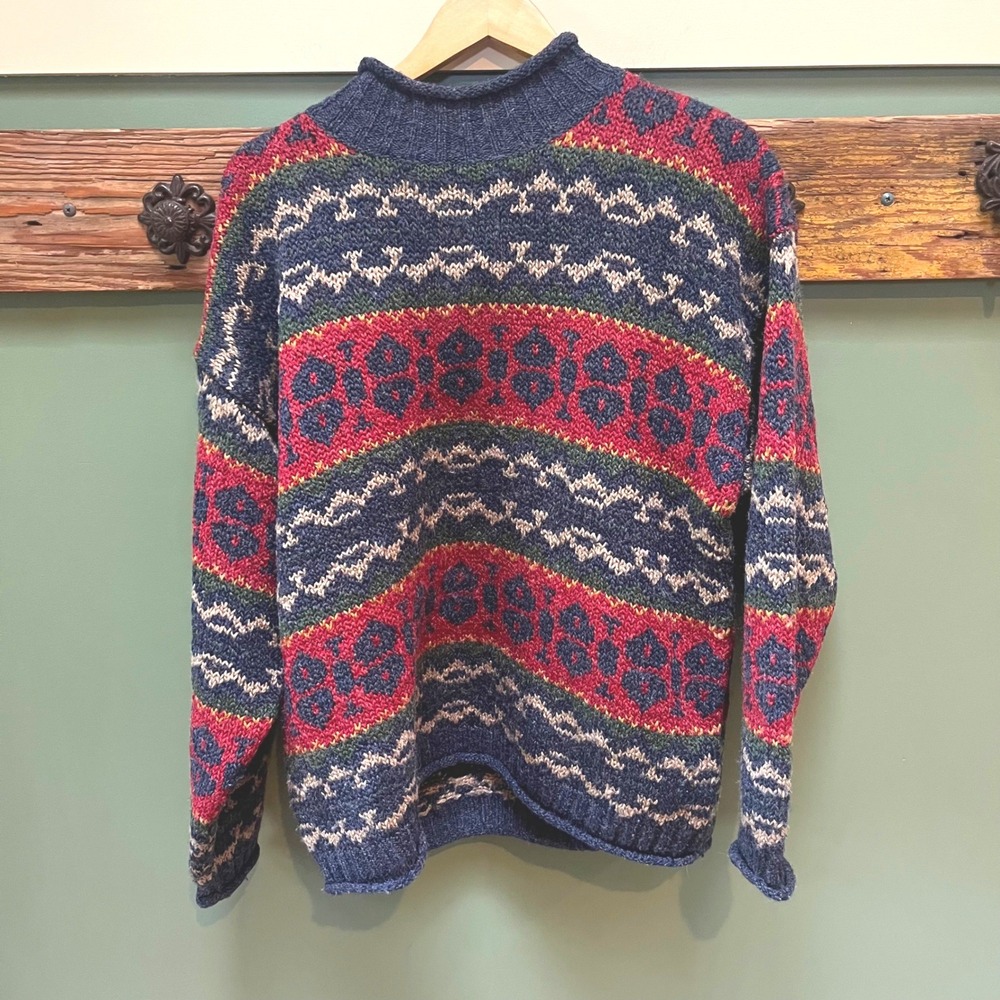 Susquehanna Trail Outfitters Fair Isle Wool Blend Sweater Roll Neck Men's Large